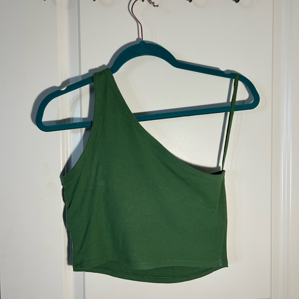 Green one shoulder crop top from PINK size medium